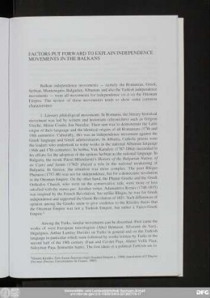 Factors Put Forward To Explain Independence Movements In The Balkans