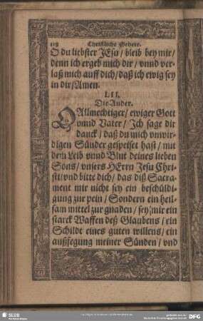 LII. [Drey sonderliche Dancksagung nach der empfahung des Sacraments.] Die Ander