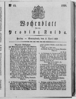 Nr. 15, Ausgabe vom 14. April 1838