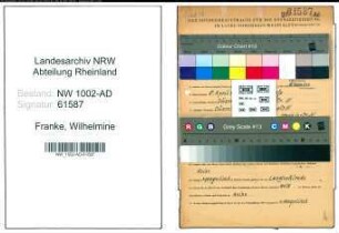 Entnazifizierung Wilhelmine Franke, geb. 08.04.1881 ()
