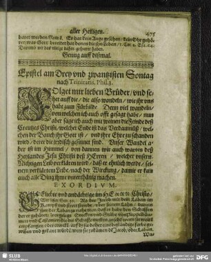 Epistel am Drey und zwantzigsten Sontag nach Trinitatis
