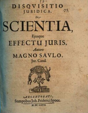 Disquisitio iur. de scientia, eiusque effectu iuris