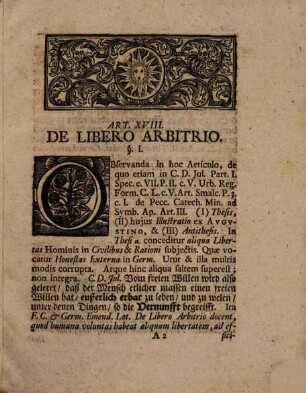 Disputationes secular. ad corpus doctrinae Iulium in memoriam iubilaei secundi Aug. Conf. a. 1730 in acad. Iulia habitae, 8. Ad Aug. Conf. art. XVIII. usque ad XX.