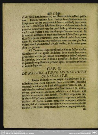 Cap. II. De Natura Atque Indole Dotis Confessatae