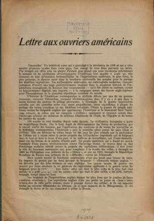 Lettre aux ouvriers américains : (N. Lenine.) [Kopftitel.]