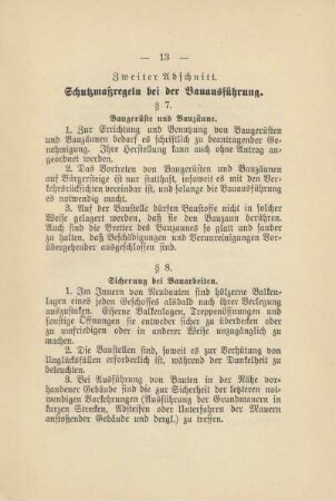 Zweiter Abschnitt. Schutzmaßregeln bei der Bauausführung