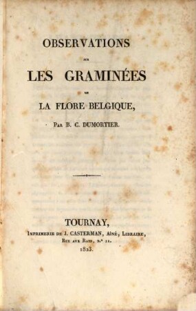 Observations sur les Graminées de la flore belgique : Agrostographiae Belgicae tentamen