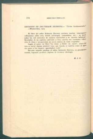 Eduardo de Salterain Herrera: "Cartas fundamentales", Montevideo, 1919