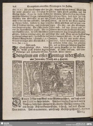 [Evangelium und Epistel am ersten Sonntage in der Fasten, oder Invocavit]