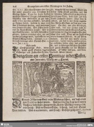 [Evangelium und Epistel am ersten Sonntage in der Fasten, oder Invocavit]