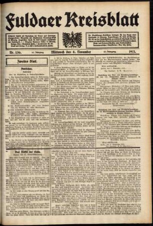 Zweite Ausgabe vom Mittwoch, den 08. November 1911.