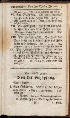 Die fünfte Lehre. Von der Schöpfung.