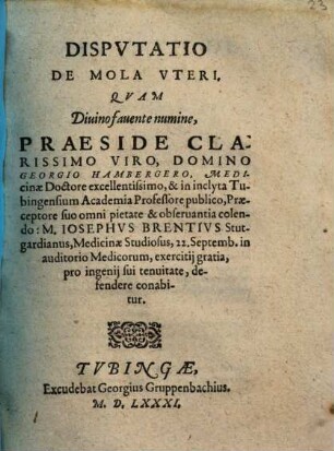 Dispvtatio De Mola Vteri