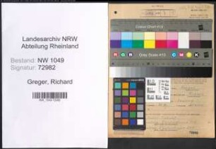 Entnazifizierung Richard Greger , geb. 11.01.1913 (Polizeibeamter)