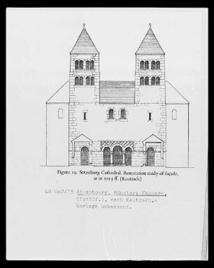 Straßburg, Rekonstruktion der Westfassade eines Vorgängerbaus des Münsters nach Knautzsch