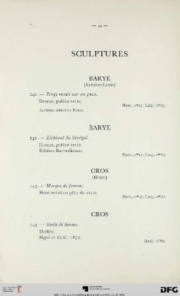 Sculptures (Nr. 141-148)