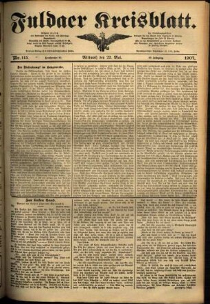 Ausgabe vom Mittwoch, den 22. Mai 1907.