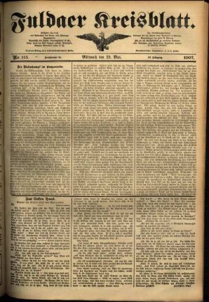 Ausgabe vom Mittwoch, den 22. Mai 1907.