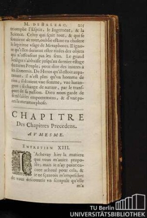 Chapitre Des Chapitre Precedens. Av Mesme. Entretien XIII.
