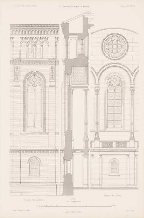 Thomaskirche, Berlin-Kreuzberg: Details (aus: Atlas zur Zeitschrift für Bauwesen, hrsg. v. G. Erbkam, Jg. 21, 1871)