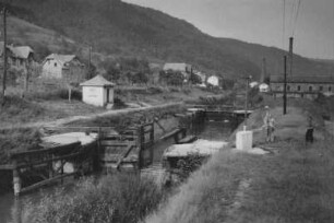 Hölzerne Schiffsschleuse Nievern/Lahn