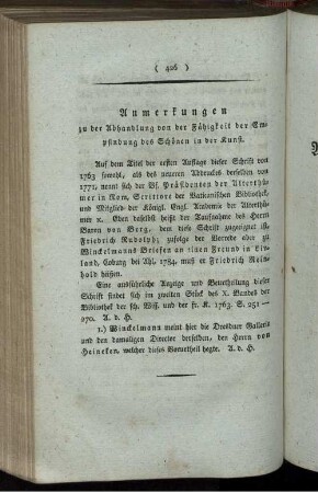 Anmerkungen zu der Abhandlung von der Fähigkeit der Empfindung des Schönen in der Kunst.