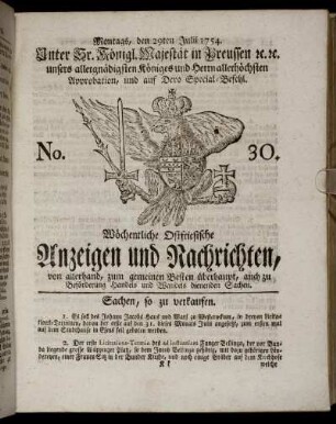 No. 30. Montags, den 29ten Julii, 1754.