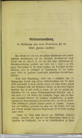 Bekanntmachung, die Einführung einer neuen Bauordnung für die Stadt Zwickau betreffend