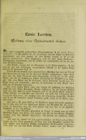 Erste Lection. Erklärung unserer Zuschneidemethode überhaupt