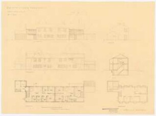 Bebauungsplanung Siedlung Traunreut: Siedlerhaus in Grundriss und Aufrissen 1:100