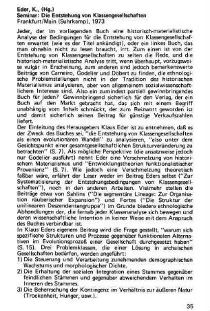 35-40, Eder, K., (Hg.), Seminar: Entstehung von Klassengesellschaften. Frankfurt/Main (Suhrkamp), 1973