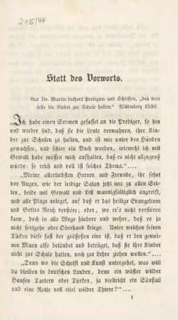 Statt des Vorworts