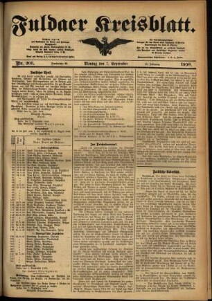 Ausgabe vom Montag, den 07. September 1908.