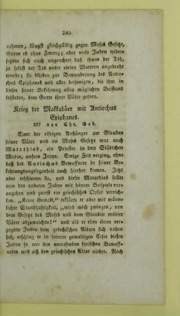 Krieg der Makkabaeer mit Antiochus Epiphanes. 167 vor Chr. Geb