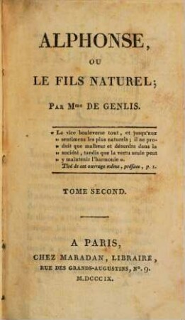 Alphonse, ou le fils naturel, 2