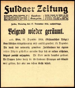 Zweite Ausgabe vom Dienstag, den 15. Dezember 1914.