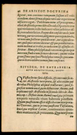 Eiusdem, De Entelecheia Apud Aristotelem, Disputatio.