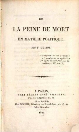 De la peine de mort en matière politique