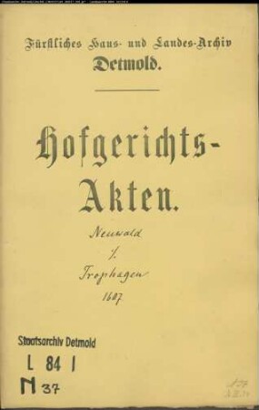 Neuwald, Hermann zu Lemgo gegen Arnd Triphagen (Traphagen, Trophagen) zu Langenholzhausen - Beleidigung