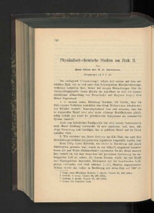 Physikalisch-chemische Studien am Zink. II.