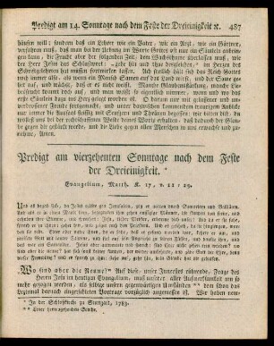 Predigt am vierzehenten Sonntage nach dem Feste der Dreieinigkeit