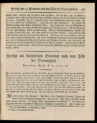 Predigt am vierzehenten Sonntage nach dem Feste der Dreieinigkeit