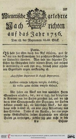 Den 28. des Maymonats. XLIII. Stück