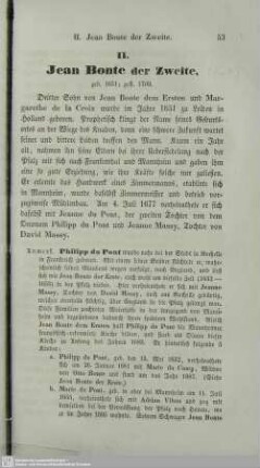 II. Jean Bonte der Zweite, geb. 1651; gest. 1709