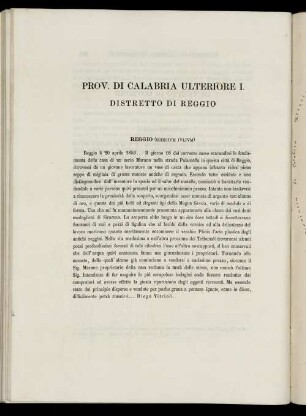 Prov. Di Calabria Ulteriore I. Distretto Di Reggio
