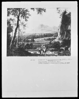 Zwei Landschaften — Italienische Landschaft mit Hirtenpaar und Schafen