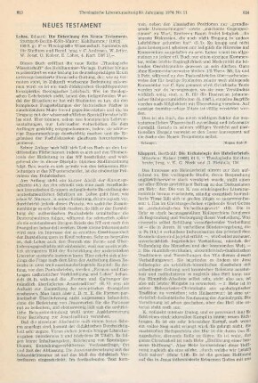 824-825 [Rezension] Klappert, Bertold, Die Eschatologie des Hebräerbriefs