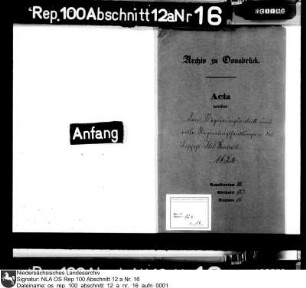 Regierungsantritt und erste Regierungshandlungen des Bischofs Eitel Friedrich Enthält u.a.: Protokoll über die Amtshäuser des Stifts Osnabrück; Verzeichnis der Amtsdiener des Amts Vörden; Schreiben des Osnabrücker Domkapitels an die Beamten in Fürstenau