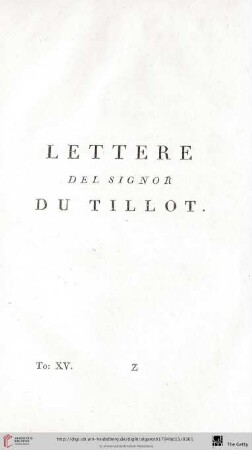 Lettere del Signor du Tillot