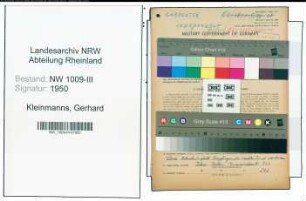 Entnazifizierung Gerhard Kleinmanns , geb. 30.12.1895 (Schreiner)